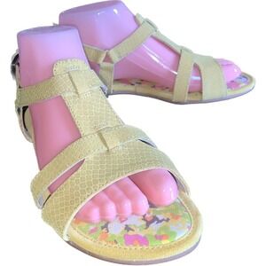 Hush Puppies Leather Strappy Sandals Women's‎ Size 7M Yellow Flats Adjustable